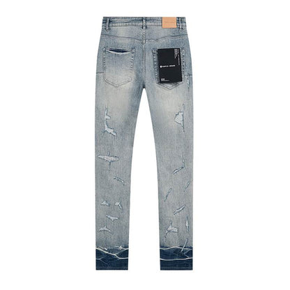 Men's Purple Fashionable Casual Jeans Pants Size 30-38