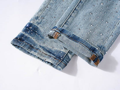 Men's Purple Fashionable Casual Jeans Pants Size 30-38