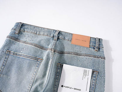 Men's Purple Fashionable Casual Jeans Pants Size 30-38