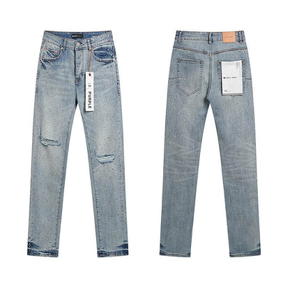 Men's Purple Fashionable Casual Jeans Pants Size 30-38