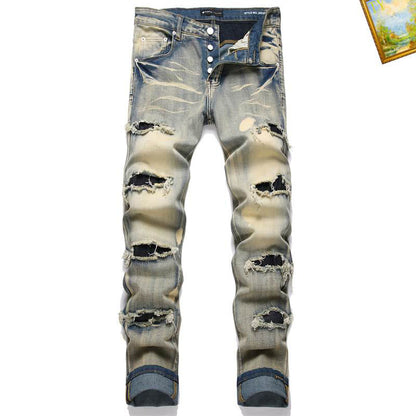 Men's Purple Fashionable Casual Jeans Pants Size 29-38