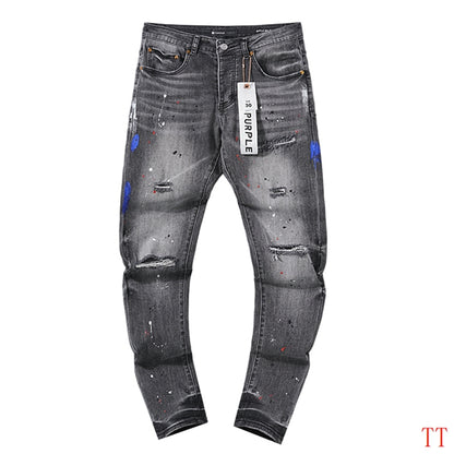 Men's Purple Fashionable Casual Jeans Pants Size 30-38