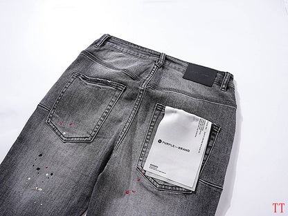 Men's Purple Fashionable Casual Jeans Pants Size 30-38