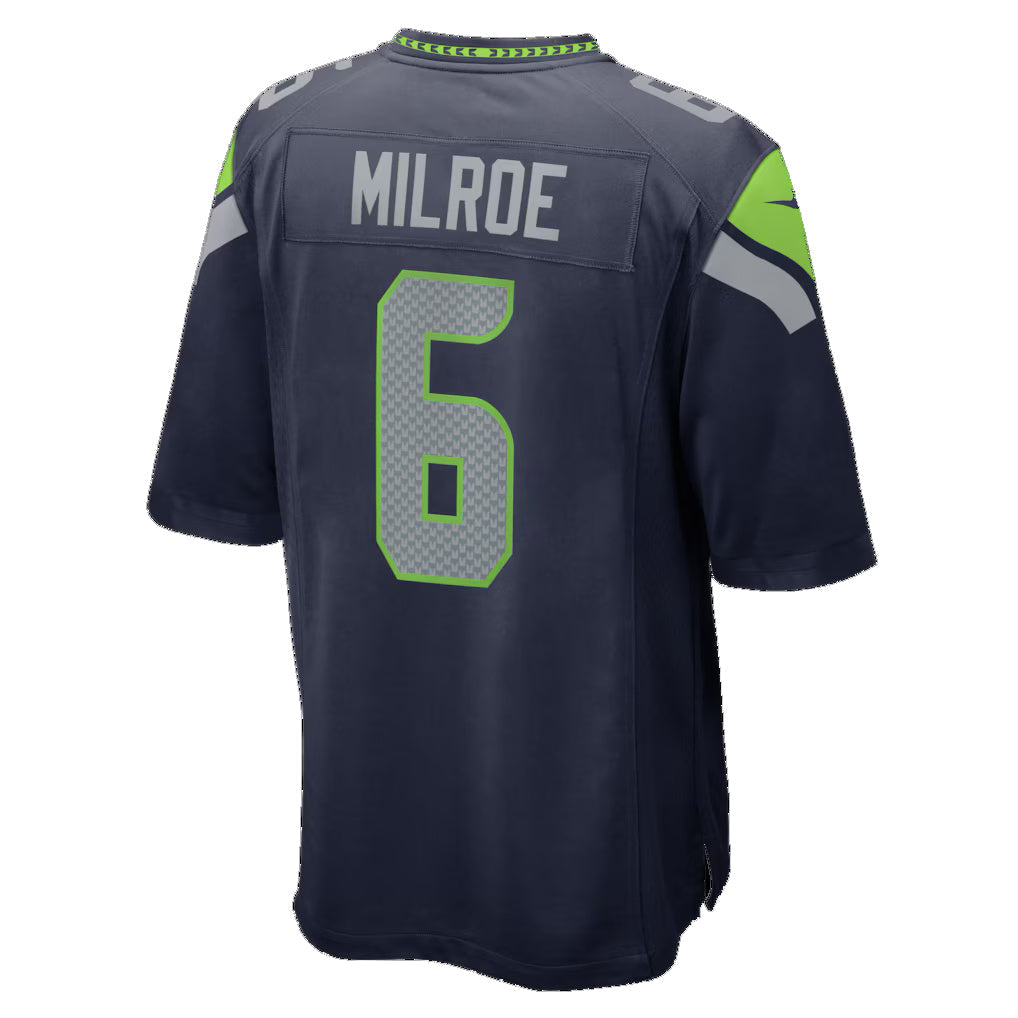 S.Seahawks #6 Jalen Milroe College Navy Team Game Jersey Fedasgoge