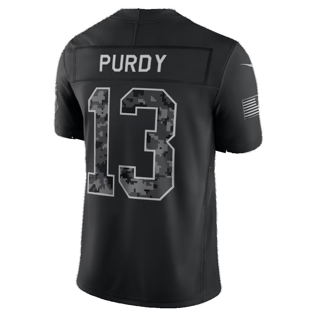 SF.49ers #13 Brock Purdy Black 2026 Salute to Service Stitched Limited Football jersey Fedasgoge
