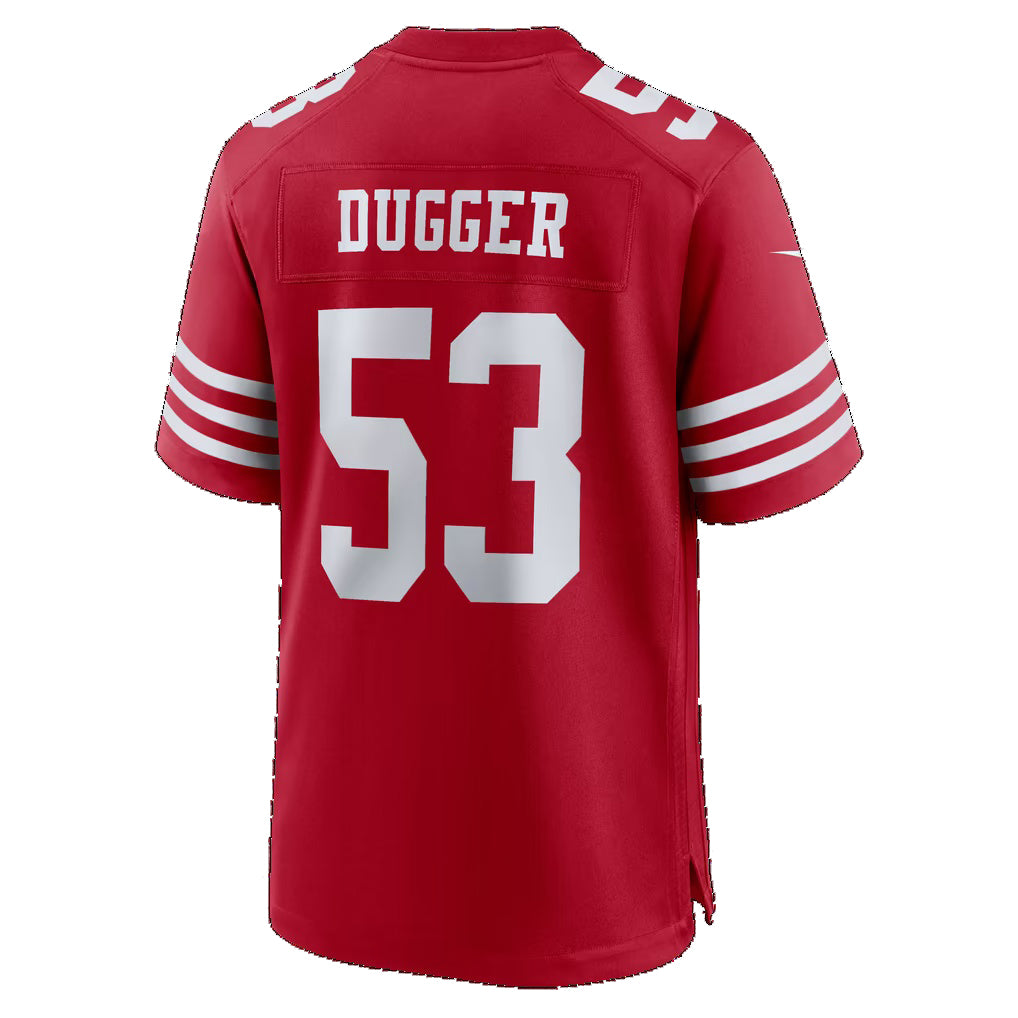 SF.49ers #53 Jaden Dugger Scarlet Team Game Football jersey Fedasgoge