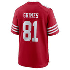 SF.49ers #81 Wesley Grimes Scarlet Team Game Football jersey Fedasgoge
