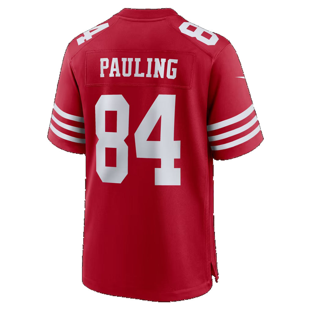 SF.49ers #84 Will Pauling Scarlet Team Game Football jersey Fedasgoge
