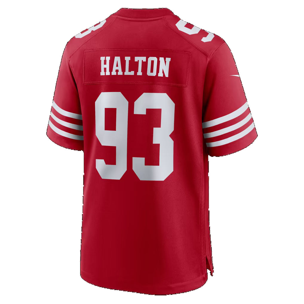 SF.49ers #93 Gracen Halton Scarlet Team Game Football jersey Fedasgoge