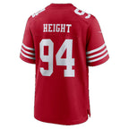 SF.49ers #94 Romello Height Scarlet Team Game Football jersey Fedasgoge