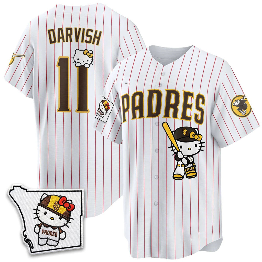 San Diego Padres #11 Yu Darvish Pinstripe Pink Fedasgoge Meow KT Vapor Limited All V2 Stitched Jersey