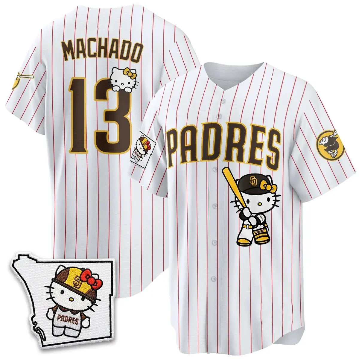 San Diego Padres #13 Manny Machado Pinstripe Pink Fedasgoge Meow KT Vapor Limited All V2 Stitched Jersey