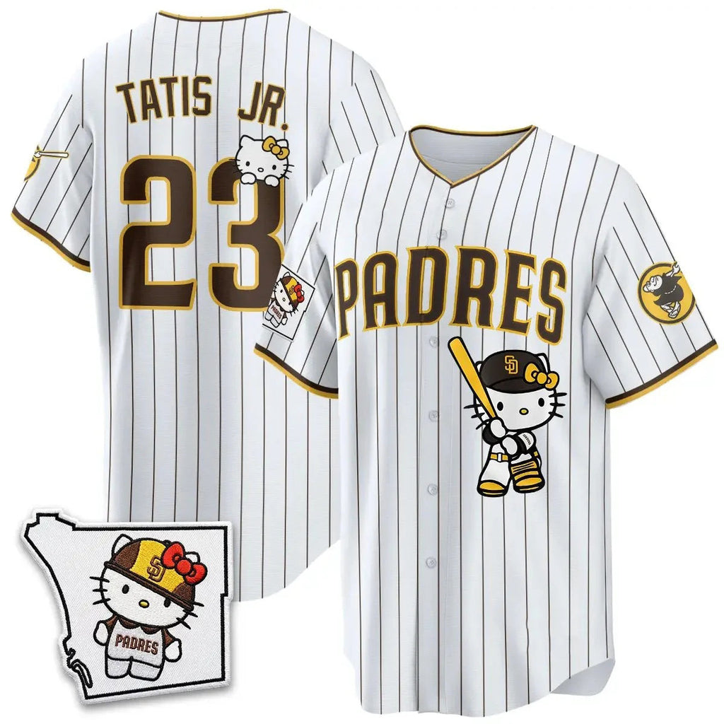San Diego Padres #23 Fernando Tatis Jr. Pinstripe White Fedasgoge Meow KT Vapor Limited All V2 Stitched Jersey