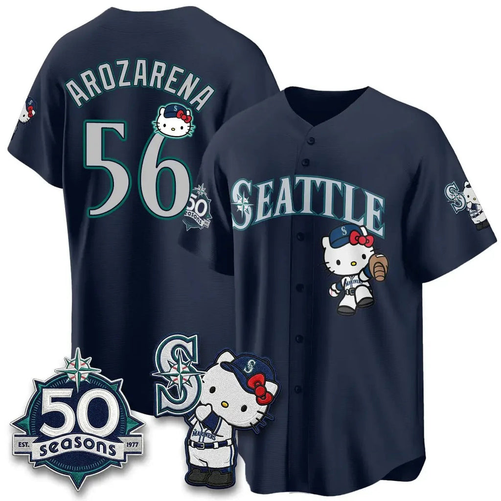 Seattle Mariners #56 Randy Arozarena Meow KT Night Navy Fedasgoge Limited Jersey - All Stitched V2