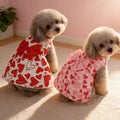 Spring Dog Princess Dress Heart Patten Pet Skirt Cute Dog‘s Summer Dress Bow Lace for Small Medium Puppy Poodle Chihuahua