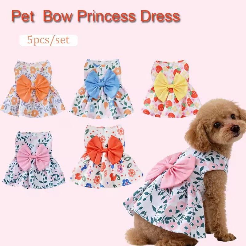 Spring Dog Princess Dress Kitten Pet Skirt Cute Dog‘s Summer Dress Bow Lace for Small Medium Puppy Poodle Chihuahua