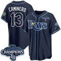 Tampa Bay Rays #13 Junior Caminero Navy 2026 AL East Champions Patch Limited Stitched Jersey Fedasgoge