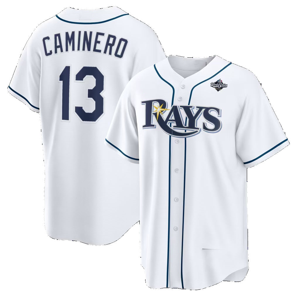 Tampa Bay Rays #13 Junior Caminero White 2026 World Series Home Replica Jersey Fedasgoge