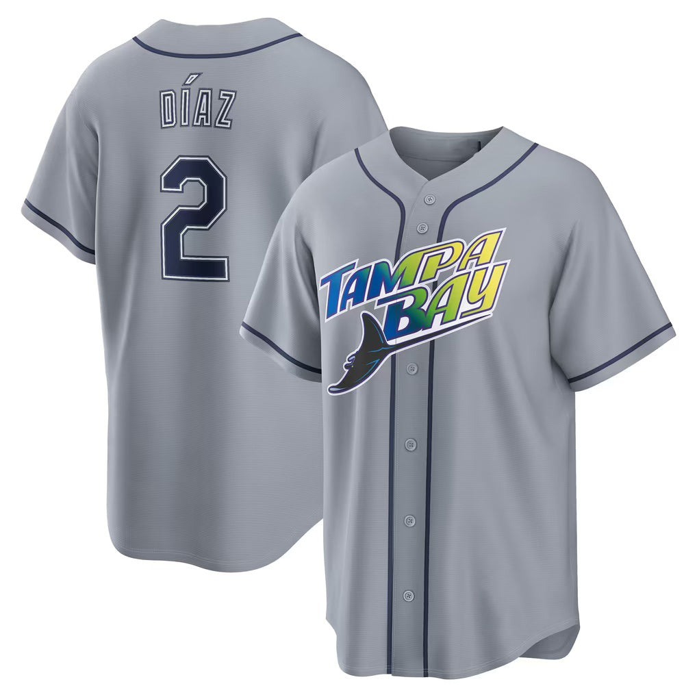 Tampa Bay Rays #2 Yandy D¨ªaz Gray Road Stadium Jersey Fedasgoge