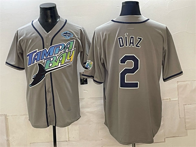 Tampa Bay Rays #2 Yandy D¨ªaz Gray 2026 AL East Champions Patch Vapor Limited Stitched Jersey Fedasgoge