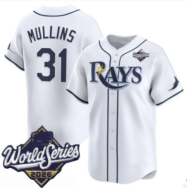 Tampa Bay Rays #31 Cedric Mullins White 2026 World Series Home Limited Stitched Jersey Fedasgoge