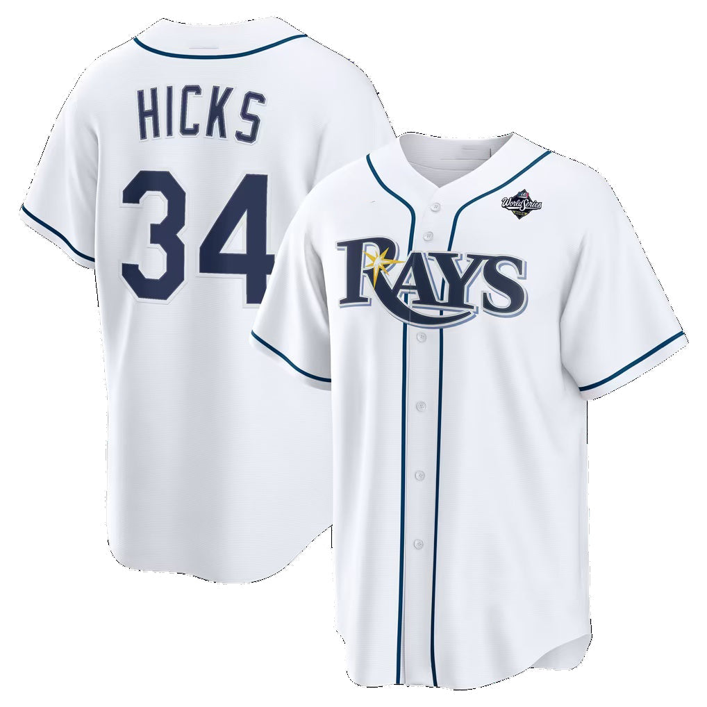 Tampa Bay Rays #34 Liam Hicks White 2026 World Series Home Replica Jersey Fedasgoge