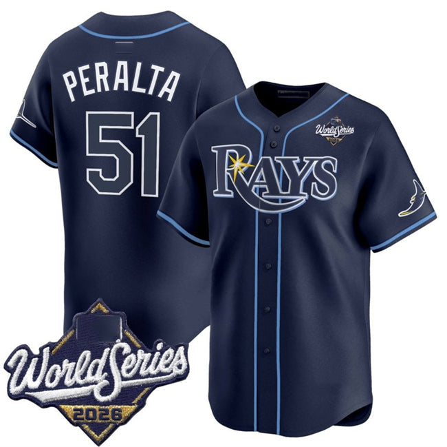 Tampa Bay Rays #51 Freddy Peralta Navy 2026 World Series Limited Stitched Jersey Fedasgoge