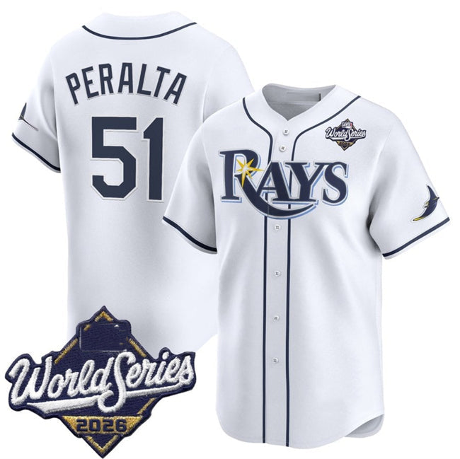 Tampa Bay Rays #51 Freddy Peralta White 2026 World Series Home Limited Stitched Jersey Fedasgoge