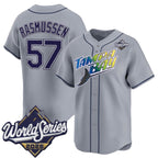 Tampa Bay Rays #57 Drew Rasmussen Grey 2026 World Series Limited Stitched Jersey Fedasgoge