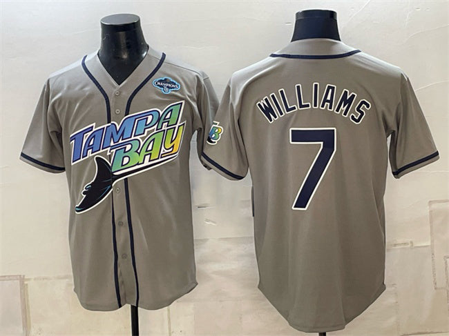 Tampa Bay Rays #7 Carson Williams Gray 2026 AL East Champions Patch Vapor Limited Stitched Jersey Fedasgoge