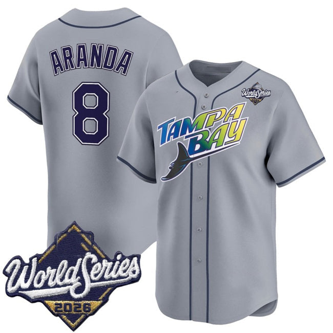 Tampa Bay Rays #8 Jonathan Aranda Grey 2026 World Series Limited Stitched Jersey Fedasgoge