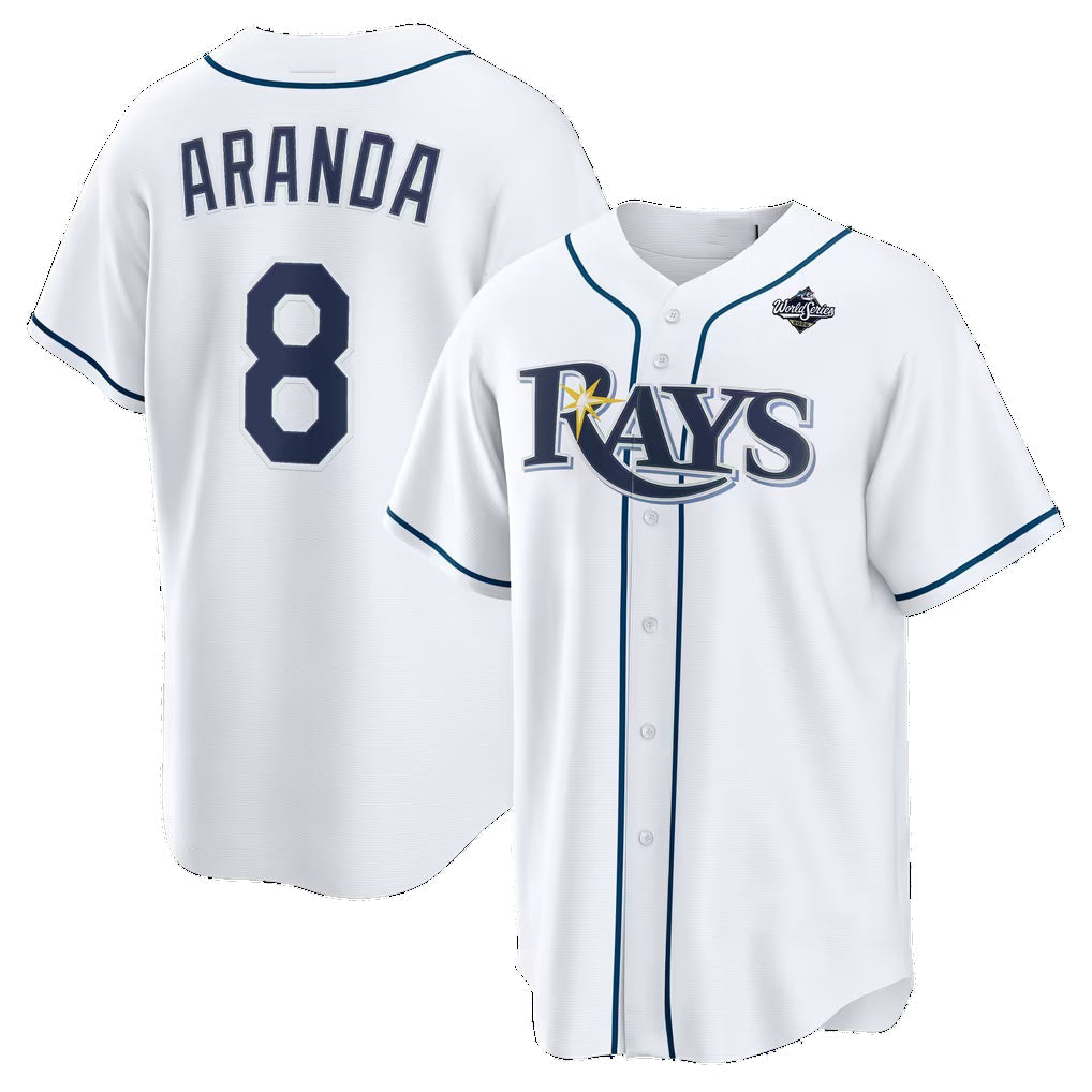 Tampa Bay Rays #8 Jonathan Aranda White 2026 World Series Home Replica Jersey Fedasgoge