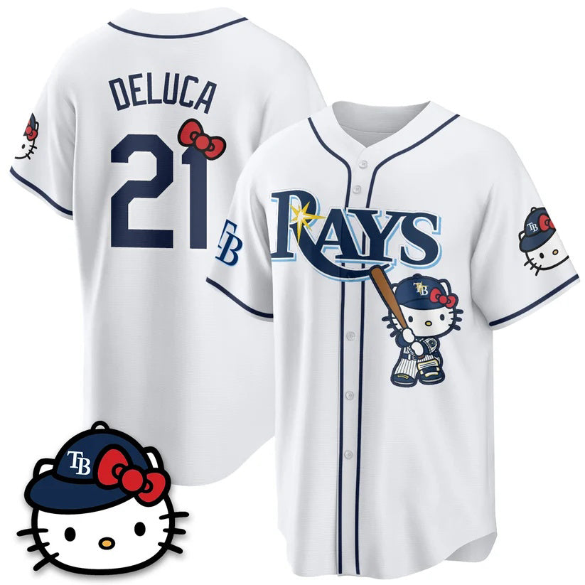 Tampa Bay Rays #21 Jonny DeLuca White Fedasgoge Meow KT Edition Vapor Limited Stitched Jersey