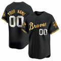 Custom Atlanta Braves Peaches n¡¯ Cream Vapor Premier Limited Jersey ¨C Black Gold Fedasgoge