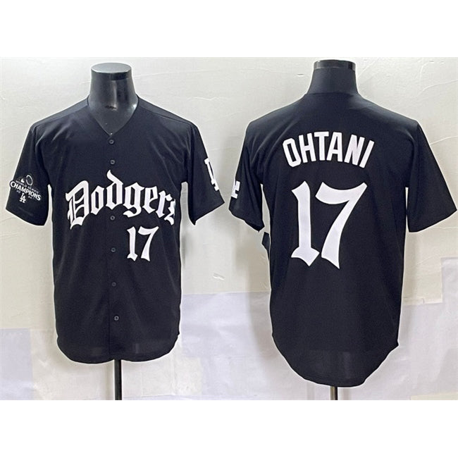 Los Angeles Dodgers #17 Shohei Ohtani Black Fedasgoge 2025 LA Gothic Style With 2024 World Series Champions Patch Vapor Premier Limited Stitched Jersey