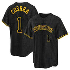 Houston Astros #1 Carlos Correa Player Black Fedasgoge Snake Skin City Home Game Stitched Jerseys