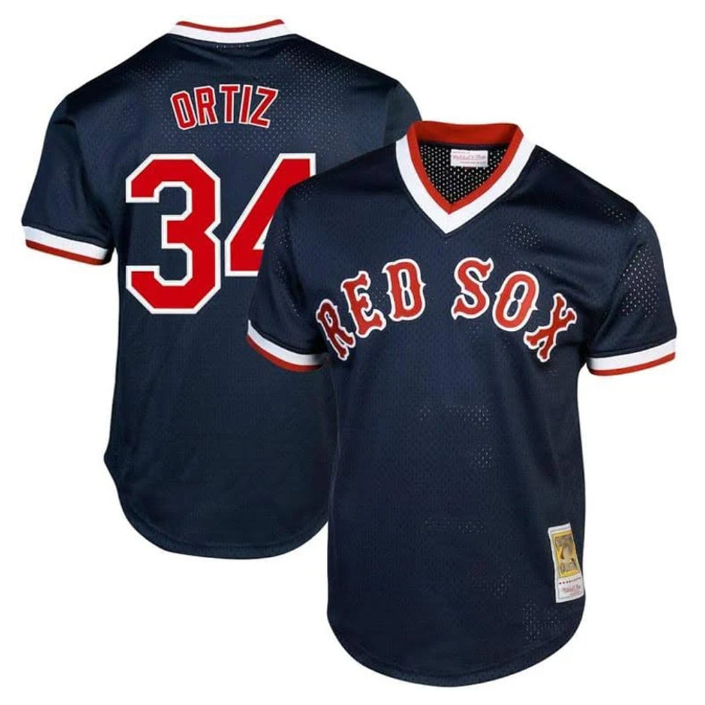 Boston Red Sox #34 David Ortiz Player Navy Fedasgoge Cooperstown Collection Mesh T-shirt Home Stitched Jerseys