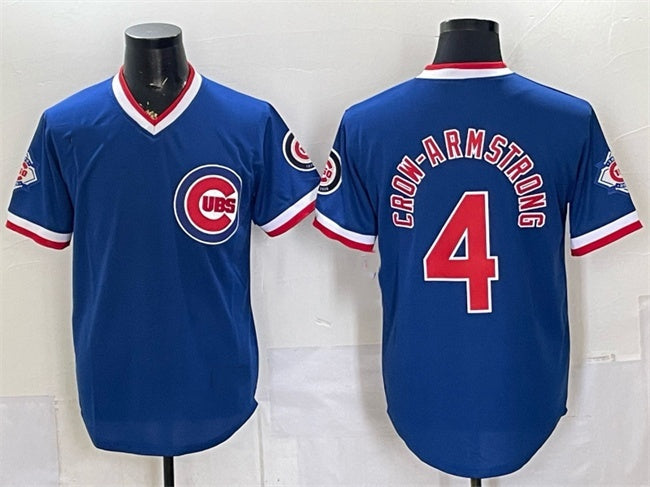 Chicago Cubs #4 Pete Crow-Armstrong Royal Fedasgoge 150th Anniversary Throwback Vapor Limited Stitched Jersey