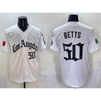 Los Angeles Dodgers #50 Mookie Betts White Fedasgoge Mexico 2025 LA Gothic Style With Fernando Patch Vapor Premier Limited Stitched Jersey