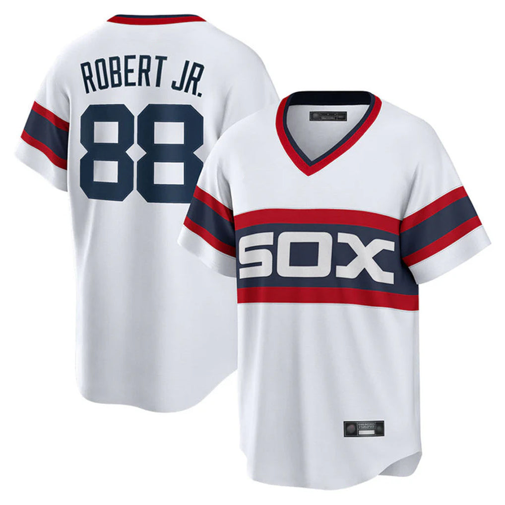 Chicago White Sox #88 Luis Robert Jr Player White Fedasgoge T-shirt Home Game Stitched Jerseys