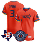 Houston Astros #3 Jeremy Pena Player Orange Fedasgoge City Connect Texas Patch Vapor Premier Limited Elite Home Stitched Jerseys