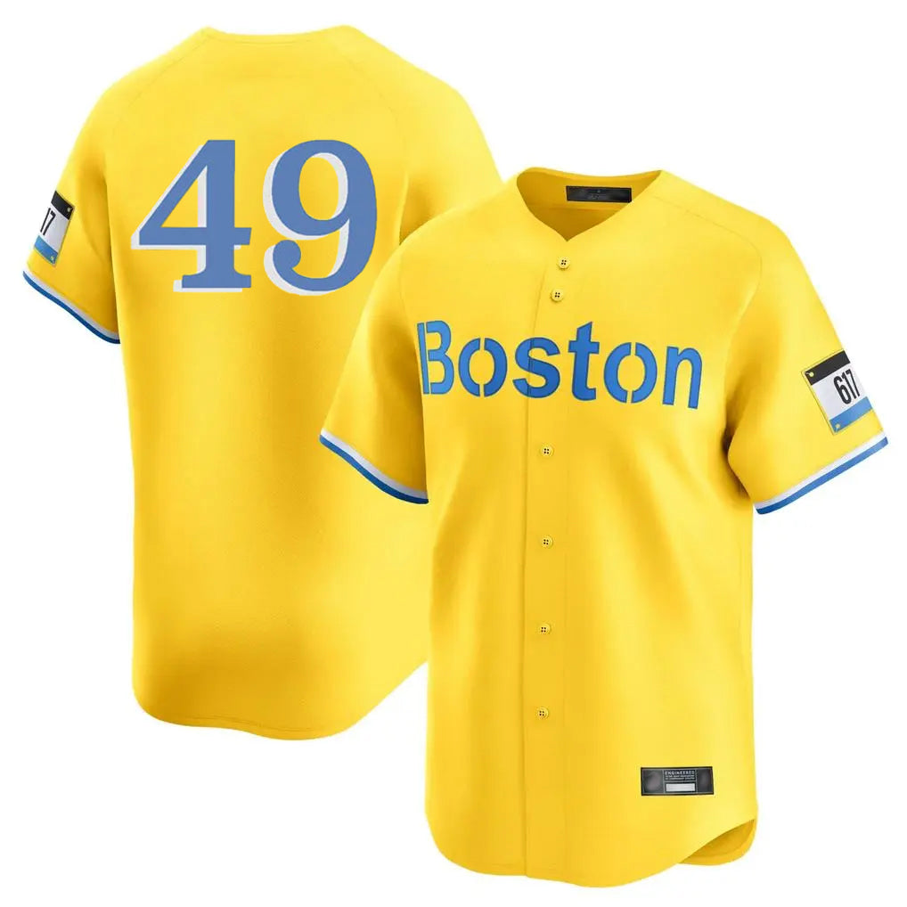 Boston Red Sox #49 Tim Wakefield Player Yellow Fedasgoge Limited Home Game Stitched Jerseys1