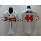 Atlanta Braves #44 Hank Aaron 2022 White Gold Fedasgoge World Series Champions Program Cool Base Stitched Jersey