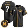 Cincinnati Reds #7 Spencer Steer Player Black-Gold Fedasgoge Vapor Premier Limited Home Stitched Jerseys