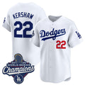 Los Angeles Dodgers #22 Clayton Kershaw White Fedasgoge 2025 Champions Stitched Jersey