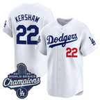 Los Angeles Dodgers #22 Clayton Kershaw White Fedasgoge 2025 Champions Stitched Jersey