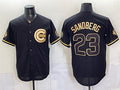 Chicago Cubs #23 Ryne Sandberg Black Gold Fedasgoge 150th Anniversary Patch Stitched Jersey
