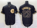 Chicago Cubs #23 Ryne Sandberg Black Gold Fedasgoge 150th Anniversary Patch Stitched Jersey