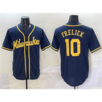 Milwaukee Brewers #10 Sal Frelick Navy Fedasgoge Cool Base Stitched Jersey
