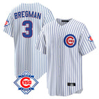 Chicago Cubs #3 Alex Bregman Player White Fedasgoge 150th Anniversary Home Game Stitched Jerseys